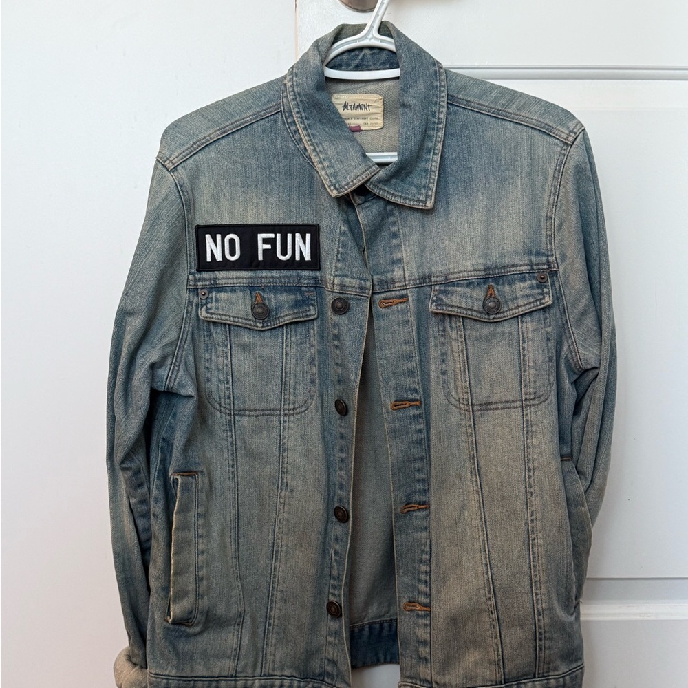 Altamont Blue Denim Jacket with Black 'NO FUN' Patch